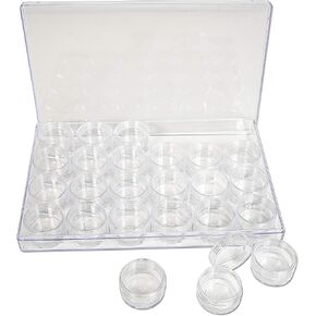 The Beadsmith Personality Case - Clear Storage Organizer Box, 9.5 x 6.4 inches - Includes 24 Small Containers with lids – 1.5 x 0.8 inches, Bead Holder
