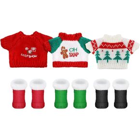 Bencailor 6 Pcs Christmas Elf Doll Clothing Accessories Set Elf Clothes Set Elf Costume with Dolls Shoes Snow Boots for Doll Accessories (Cute)