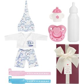 Miaio 7 Inch Reborn Baby Dolls Clothes - Newborn Baby Doll Matching Outfit Accessories Gift Set - A