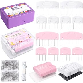 Cynailli 2 Boxes Knit Blocking Combs and Pins, Knitting Blocking Combs for Knitting, Knitting Blockers Pins for Blocking, Crochet Blocking Pins, Knitting Block Pins Tool for Sewing Lace Needlework