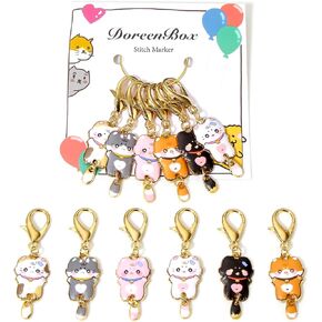 GREATEE Cat Stitch Markers for Crocheting & Knitting Cute Animal Crochet Stitch Markers Removable Stitch Markers Needles Stitch Supplies for Weaving, Sewing & DIY Accessories (orange cat)