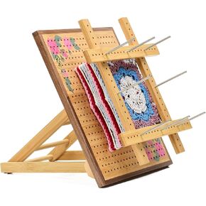 Crochet Blocking Board -Crochet Gift for Granny Square Lovers-Bamboo Blocking Board for Knitting Crochet, Full Kit with 24 Stainless Steel Rod Pins (13 inches-Classic Pro)