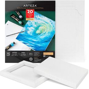 لوحة قماشية قابلة للطي من ورق فني من الأكريليك من ARTEZA، مقاس 7x8.6 بوصة، 20 ورقة، إطار يمكنك صنعه بنفسك
