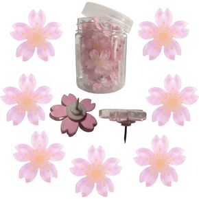 XQingmei Sakura Push Pins 30 Pieces Pink Resin Cherry Blossoms Push Pins Decorative Push Pins Flower Thumbtack for Message Photo Postcard Note Paper (Cherry Blossoms)