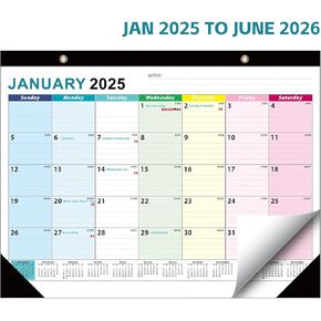 Calendar 2025-2026, 18 Monthly Large Desk Calendar, JAN. 2025 – JUN. 2026, 22" x 17", Desktop Monthly Planner with Corner Protector, Large Ruled Blocks - Colorful Lump