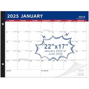 Desk Calendar 2025 Large - 22" x 17" Desktop Calendar Planner Jan 2025 - Jun 2026, 18 Month Desktop Pad Calendar, Office Supplies for Planning and Organizing In Home,Blue