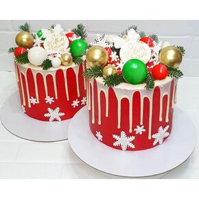 15PCS Glitter Christmas Cake Decor Santa Claus Cake Topper Red Green Cake Decor for Christmas Baby Shower Birthday Party Supplies Favors