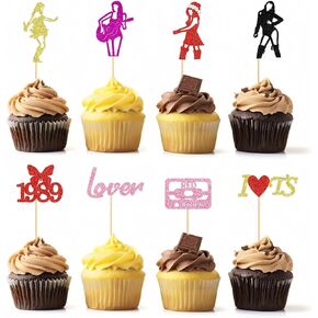32PCS Music Singer Cupcake Toppers Glitter Popular Dance Singer Cupcake Picks Decorations for I Love Ts Legend Since 1989 Theme Party Birthday Party Music Themed Party 1989 Theme Party