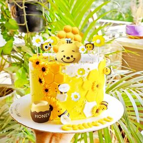 11Pcs Bumble Bee Cake Decoration Bear Baby Shower Cake Decoration Fun to Bee One Cake Topper Bumble Bee Party Favors Supplies