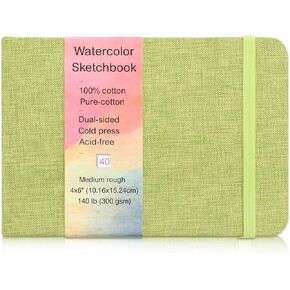 40 Sheets Watercolor Journal A5, 140 lb/300 GSM Watercolor Sketchbook Cold Press Watercolor Paper Watercolor Notebook for Painting, Drawing