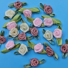 Mini Satin Ribbon Roses 100pcs 15mm Multicoloured Mini Roses for Crafts Sewing DIY Craft Decoration Wedding Festival Accessories (Mixcorlor), CAIHUA001