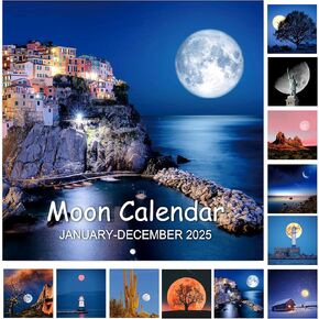 2025 Calendar - Wall Calendar 2025, Jan. 2025 - Dec. 2025, 12" x 24" (Open), 12-Month Wall Calendar, Perfect for Office & Home - Moon