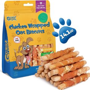 Dog Treats, Chicken Wrapped Oat Biscuits Stick, Dog Chews for Training w/Glucosamine Chondroitin, Rawhide Free