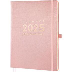 2025 Planner - January 2025 - December 2025, Planner 2025 Daily Weekly and Monthly, 8.5" x 11", Pen Holder, Calendar Stickers, Pocket, 25 Notes Pages, Faux Leather Cover, A4 Premium Paper