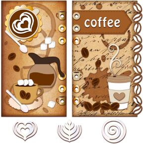 GLOBLELAND Coffee Page Cutting Dies for Card Making Album Inside Page Metal Die Cuts Cutting Dies Template DIY Scrapbooking Embossing Paper Album Craft Decor