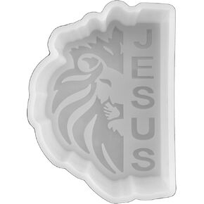 Jesus of Judah Lion Silicone Freshie Mold 4.2x3x0.8" Christian Cross Religious for Scented Aroma Beads Oven Safe Bible Verse Cardstock
