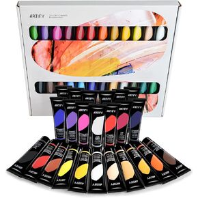 ARTIFY Acrylic Paint, Set Of 48 Color (1.29 oz, 38ml) with a storage box, Rich Pigments, Non Fading, Non Toxic Paints for Artist, Hobby Painters & Kids, Art Supplies for Canvas Painting