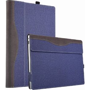 Laptop Case for Microsoft Surface Laptop 7 15" (2024 Released), Detachable Notebook Sleeve, Computer Bag Protective Cover PU Shell with Heat Dissipation Hole (Dark Grey)