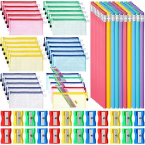 240 Pcs Back to School Supplies for Student Include 160 Pencils Bulk 40 Pencil Pouches Bulk and 40 Pencil Sharpeners Bulk for Teacher Office Stationery(Transparent,Mesh)