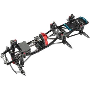 450mm Wheelbase 6x6 Chassis Frame Set with Transmission Front Middle Rear Complete Axle for 1/10 RC Crawler Car Axial SCX10 Metal DIY Upgrade (Portal axle Frame)