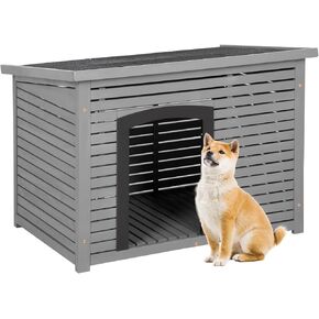 FDW Dog House Insulated Wooden Dog Kennel Puppy Shelter with Weatherproof & Removable Bottom Panel for Small Medium Large Dogs (Brown, Medium)