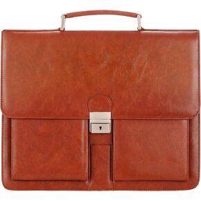 Jack&Chris Mens New PU Leather Attache Briefcase Traditional Messenger Lawyer Bag, MBYX015