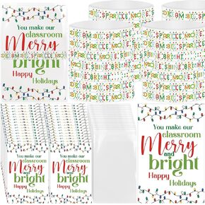Cunno 30 Sets Christmas Classroom End of Year Gifts for Students Silicone Wristband and Cards Gift Dream Big Sparkle Bright Wish Bracelet Party Favors Christmas Gifts for Students from Teacher Bulk