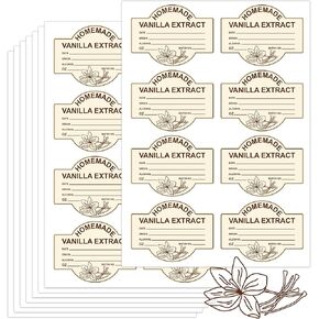 3 X 2.15 Inch Vanilla Extract Labels Homemade Vanilla Extract Stickers for Handcrafted Vanilla Bottles - Vanilla Sticker Labels Homemade Vanilla Stickers for Christmas Kitchen Pantry Gifts 120 Pcs