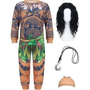 Kids Halloween Costume Set for Ocean Costume Boys Kids Printed Tattoos Costume for Hawaii Costume Dress Up