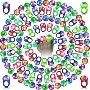 Sosation 100 Pcs Christmas Light up Ring LED Flashing Ring Glow in The Dark Bumpy Jelly Ring Finger Light Christmas Party Favors Light up Blinking Ring for Party
