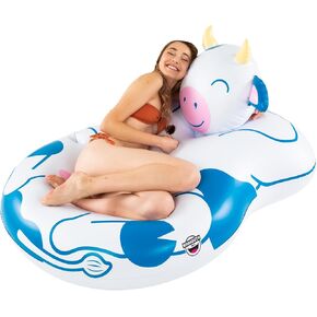BigMouth Inc Giant Cow Lounging Pool Float, Inflatable Raft, Fun Summer Party Floatie