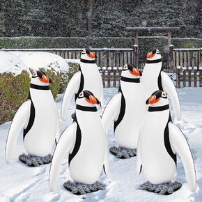 Syhood 6 Pcs 20'' Winter Inflatable Penguin Inflatable Aquatic Animals Decorations for Winter Birthday Party Supplies Outdoor Indoor Lawn Yard Garden Decorations
