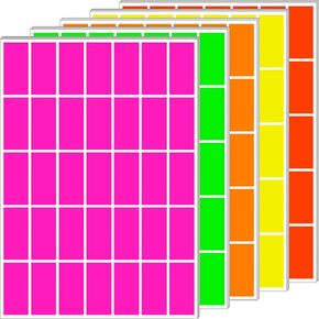 700 PCS Fluorescent Color Coding Stickers 1.57 x 0.75 Inch Rectangle in 5 Colors writable Colored Labells Sticker for Inventory and Home Organize, File Classification
