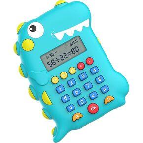 BESTonZON Dinosaur Shaped Calculator,Cartoon Math Games Intelligent Learning Calculators Pocket Office Desktop Blue