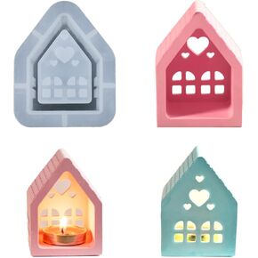 Heart House Resin Silicone Molds For Epoxy Resin Candle Holder Tealight Holder Home Decoration Plaster Silicone Molds