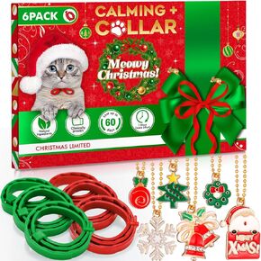 Weewooday 6pcs Calming Collars for Cat Calming Cat Collar Adjustable for Cat Calming Pheromone Kittens Behavior with 6 Pendant(Red Green)