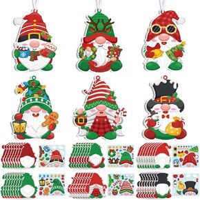 Chiisong 48 Pcs Christmas Craft Kits for Kids Christmas Gnome Crafts DIY Christmas Gnome Ornaments Kit Make Your Own Christmas Craft Gnome Ornaments for Xmas Tree Holiday Decor