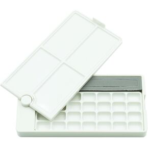 Portable 28-Well Watercolor Paint Palette, Small Plastic Paint Tray for Artists, 360 Degree 3-in-1 Multifunctional Plastic Art Palette