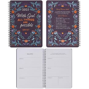 Christian Art Gifts 2025 12 Month Compact Wirebound Weekly Planner for Women: Be Still & Know Inspirational Scripture, Cute Encouraging Stationery, Daily Planning, Lists, Reminders, Tasks, Pink Floral