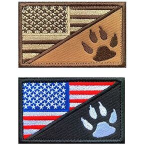 Antrix 2 Pcs US Flag Service Dog K9 Paw Tracker Tactical Military Police Dog Army Dog Patch Hook & Loop Dog Patch for Medium and Large Dog Vests Harnesses Collar