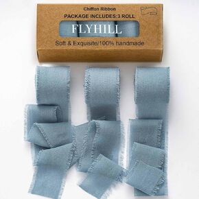 3 Rolls Fringe Chiffon Silk Ribbon,1.5" x 21Yd (3 Rolls *7Yd) for Gifts Wrapping,Wedding Invitations,Bouquets,Decorations,Craft-Dark Green