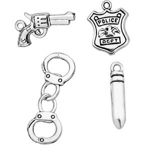 FEELMEM Police Handcuff Charms Dept Charms for Jewelry Making Policeman Gifts Cops Gift Police Officer Jewelry Graduates Gift