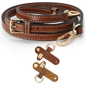 Leather Bag Shoulder Strap Compatible with Longchamp Mini Pouch Replacement Handles Adjustable Crossbody Shoulder Kit for Handbag Mini Bag Women (Brown-Gold)