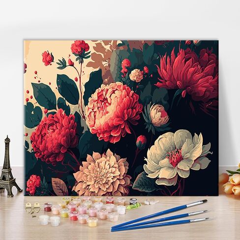 Paint by Numbers Kit for Adults Colorful Fantasy Dragon Head Adult Paint by Number with Brushes Multicolored Flowers Painting Oil Paint by Numbers DIY Painting Mountains Art Crafts for Home 16x20 in in Saudi Arabia