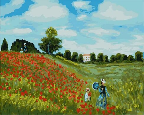 YEESAM ART Paint by Numbers for Adults, Woman with a Parasol by Monet 16x20 Inch Linen Canvas Acrylic DIY Number Painting Kits Wall Art Decor Gifts (Without Frame) in Saudi Arabia