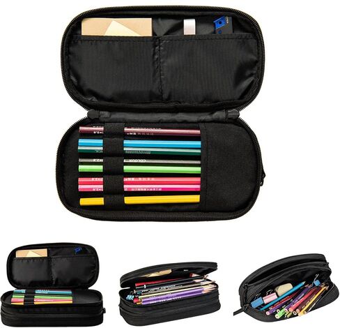 Camo Pencil Case Box, Large Capacity Black Pencil Bag Pouch Marker Organizer with 2 Compartments & Durable Zipper in Kuwait