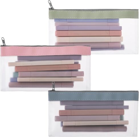 KALIONE 3 Packs Clear Pencil Pouch with Zipper, Small Pencil Bag Clear Pouch Sets, Portable Desk Organizer Pencil Pouch for Office, Clear Makeup Pouch Money Organizer for Cash in Saudi Arabia