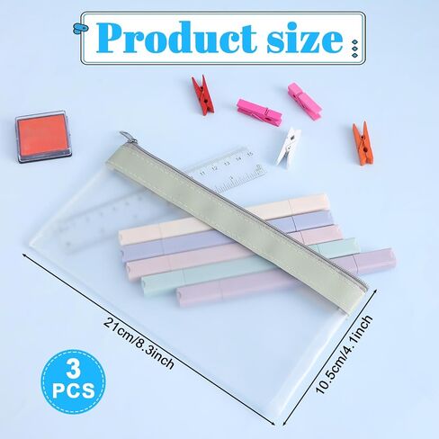 KALIONE 3 Packs Clear Pencil Pouch with Zipper, Small Pencil Bag Clear Pouch Sets, Portable Desk Organizer Pencil Pouch for Office, Clear Makeup Pouch Money Organizer for Cash in Saudi Arabia