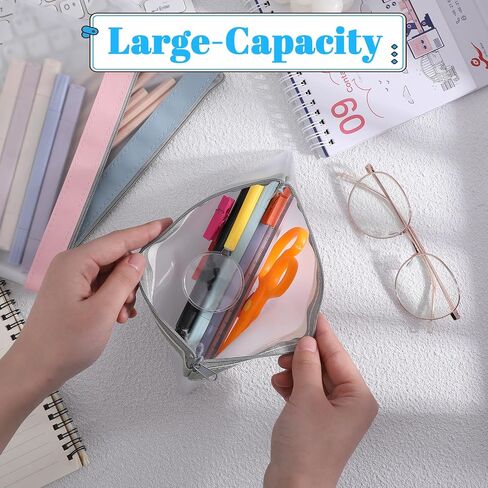 KALIONE 3 Packs Clear Pencil Pouch with Zipper, Small Pencil Bag Clear Pouch Sets, Portable Desk Organizer Pencil Pouch for Office, Clear Makeup Pouch Money Organizer for Cash in Saudi Arabia