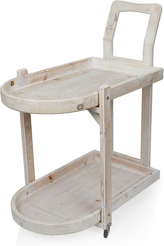 Alpine Corporation MBB174 Wood 2-Tier Rolling Storage Cart for Books, Plants, Decor, Rustic Storage Push Cart with 2 Shelves in Saudi Arabia
